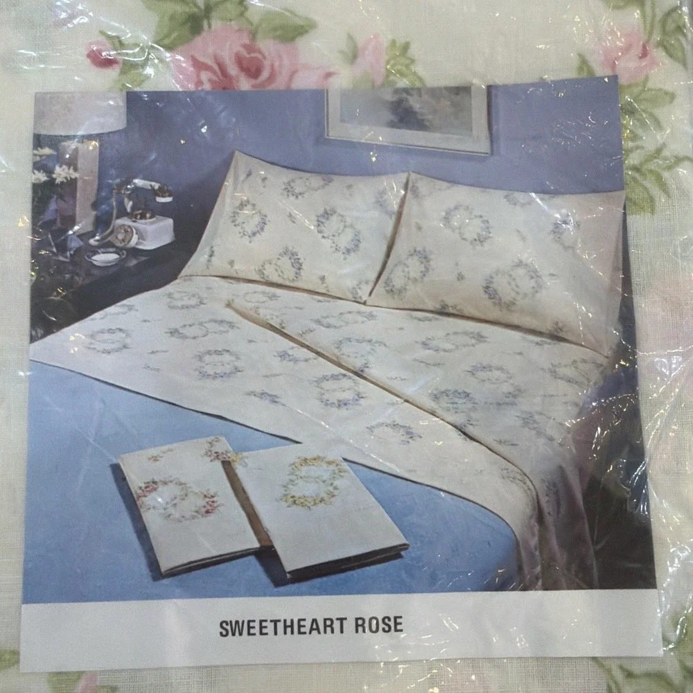 Vintage NEW Dantrel Dan River Double Flat Sheet  Sweetheart Rose 54x76